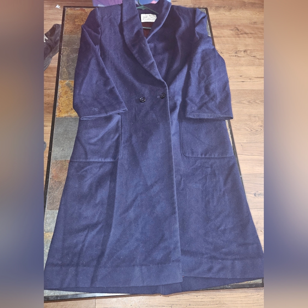 Elegant Vintage Sutton Place Navy Wool and Cashmere Trench Coat